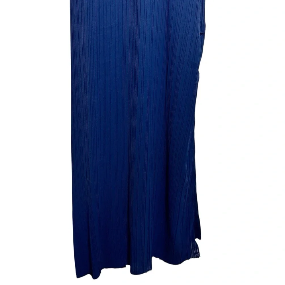 NWT Lulus Compelling Poise Navy Blue Plisse Cutout Sleeveless Maxi Dress Large - Picture 9 of 16